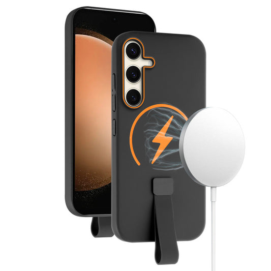 Compact and Stylish Silicon Finish Hard Cover For Samsung S23 FE 5G with Integrated Grip Strap & MagSafe Charging Support
