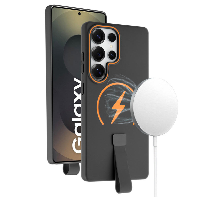 Compact and Stylish Silicon Finish Hard Cover For Samsung S25 Ultra 5G with Integrated Grip Strap & MagSafe Charging Support