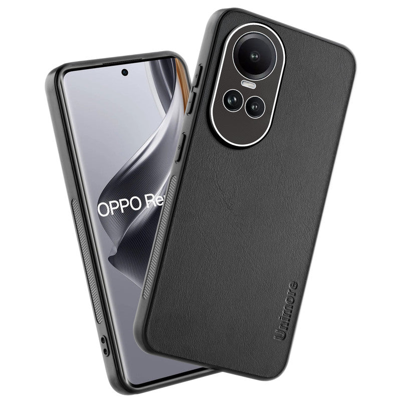 Unimore Leather Hard Case with Shiny Camera Protection For Oppo Reno 10 5G
