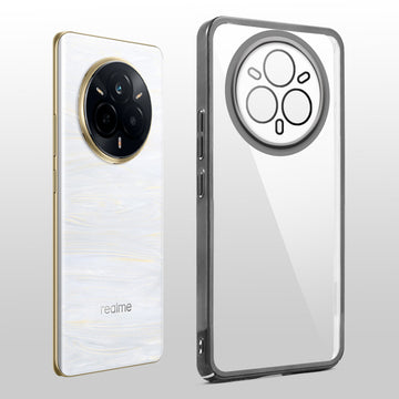 Crystal Clear Transparent Premium Shiny colorful Edges Hard Back Case For Realme 14 Pro Plus 5G
