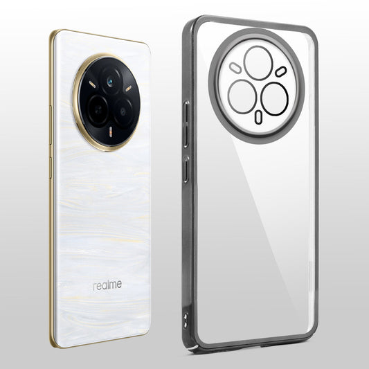 Crystal Clear Transparent Premium Shiny colorful Edges Hard Back Case For Realme 14 Pro Plus 5G