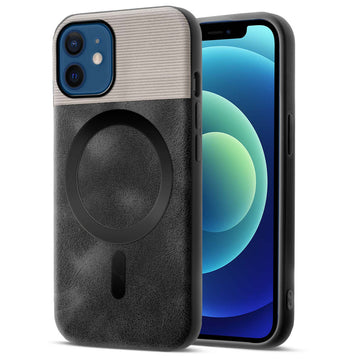 Smooth PU Leather MagSafe Back Cover for Apple iPhone 12
