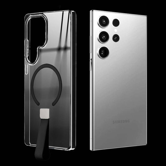 Exquisite MagSafe Transparent Case for Samsung S23 Ultra 5G with Strap , Hard Back Cover with Long Lasting Anti Yellowing Protection
