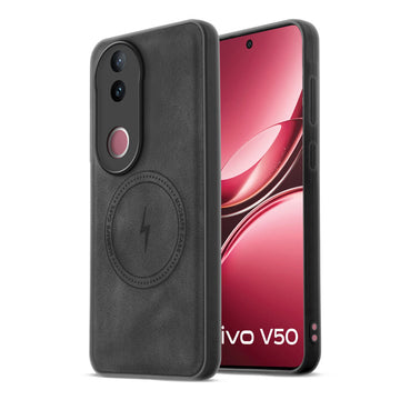 Refined PU Leather Case for Vivo V50 5G , with Support for MagSafe & Wireless Accessories