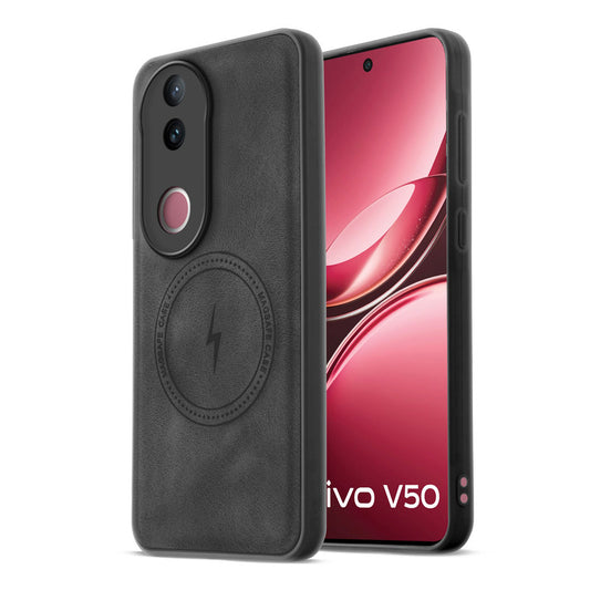 Refined PU Leather Case for Vivo V50 5G , with Support for MagSafe & Wireless Accessories