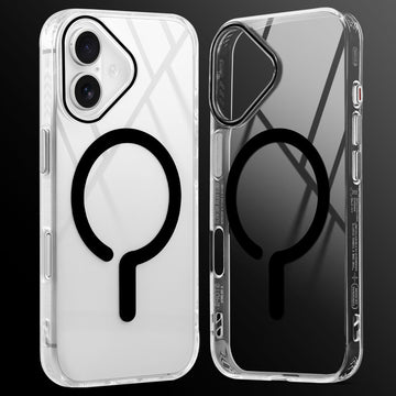 Crystal Clear Airbag Bumper MagSafe Compatible Back Case For Apple iPhone 16 with Metal Finish Buttons