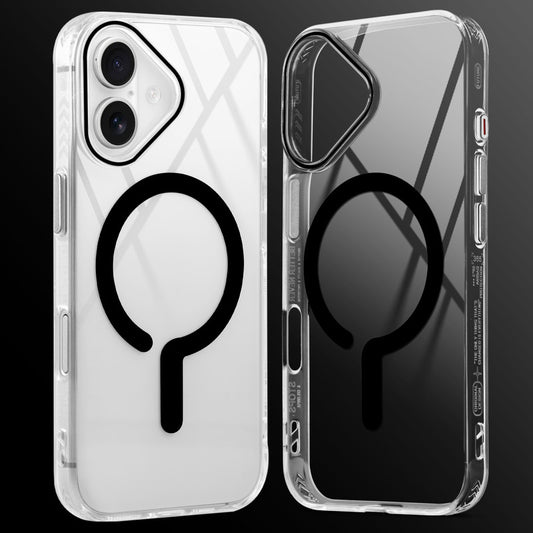 Crystal Clear Airbag Bumper MagSafe Compatible Back Case For Apple iPhone 16 with Metal Finish Buttons