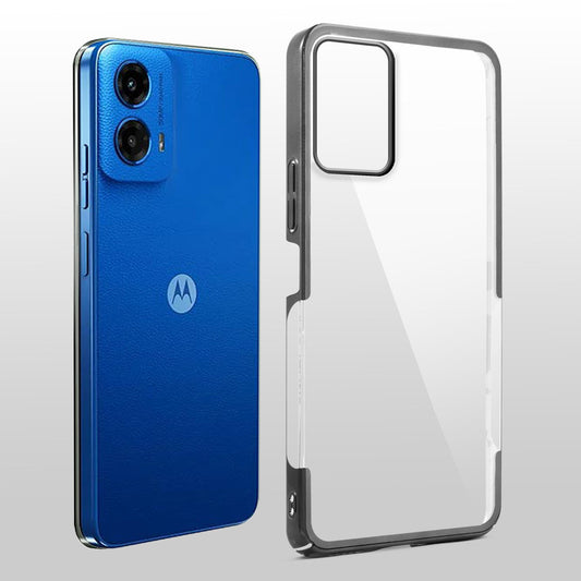 Crystal Clear Premium Case with Shiny Colorful Edges and Precise Cutouts for Motorola Moto G45 5G