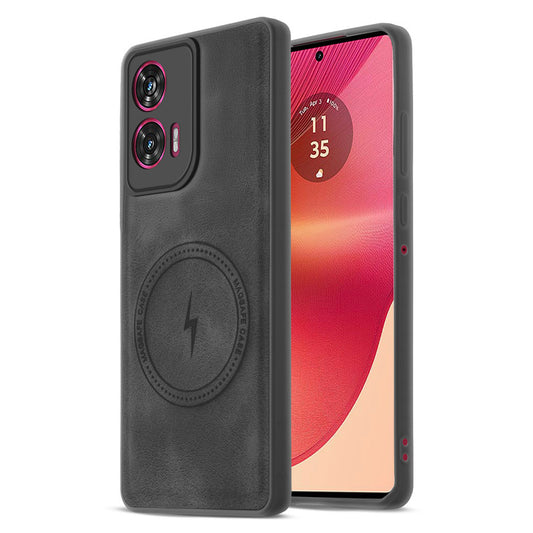 Refined PU Leather Case for Motorola Moto Edge 50 Fusion 5G , with Support for MagSafe & Wireless Accessories