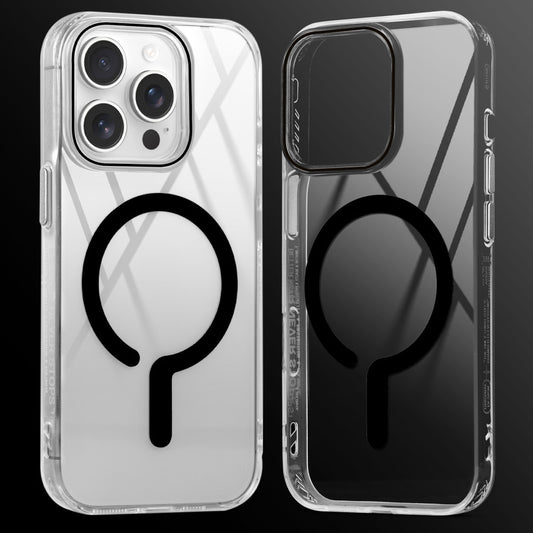 Crystal Clear Airbag Bumper MagSafe Compatible Back Case For Apple iPhone 14 Pro with Metal Finish Buttons