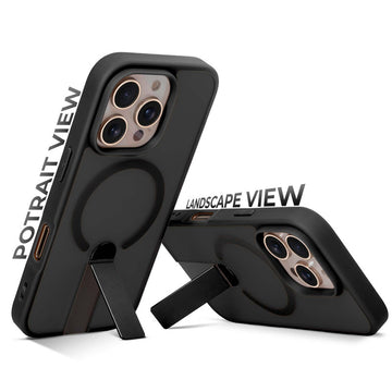 3-in-1 Frosted Back Case for Apple iphone 16 Pro Max with Magnetic Support, Vertical Stand & Silicone Grip