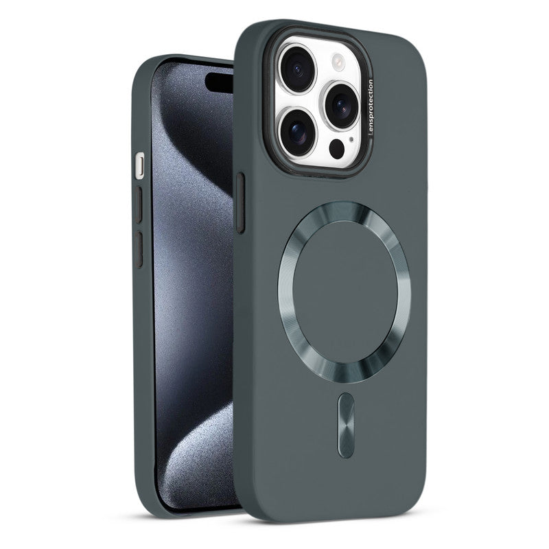 Smooth Silicone Finish Hard Back Wireless Charging Support Compatible Case for Apple iPhone 15 Pro With Camera Protection