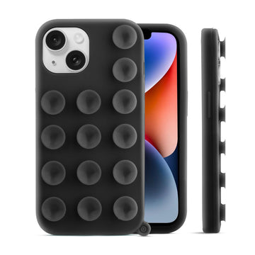 Glossy Colorful Liquid Silicone Comfort Grip Suction Case for Apple iPhone 14 with Soft Touch Matte Finish & Built in Suction Pads