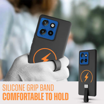 Compact and Stylish Silicon Finish Hard Cover For Motorola Moto Edge 50 Neo 5G with Integrated Grip Strap & MagSafe Charging Support