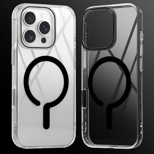 Crystal Clear Airbag Bumper MagSafe Compatible Back Case For Apple iPhone 16 Pro with Metal Finish Buttons