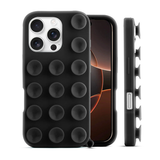 Glossy Colorful Liquid Silicone Comfort Grip Suction Case for Apple iPhone 16 Pro with Soft Touch Matte Finish & Built in Suction Pads