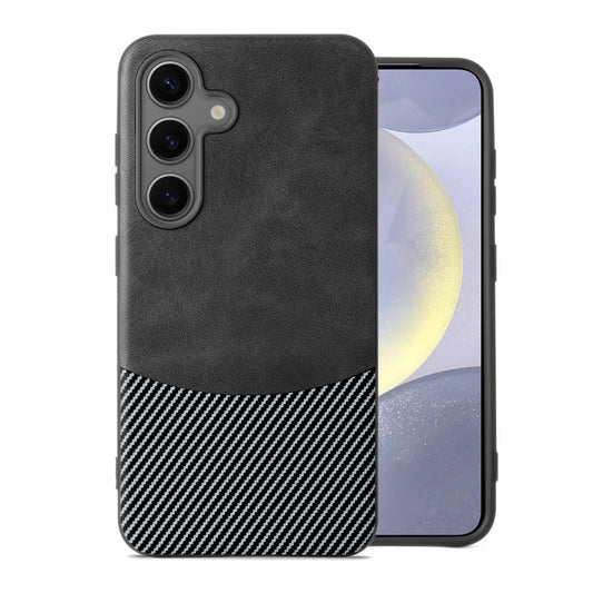 Modern Hybrid PU Leather With Checks Design Back Case For Samsung S24 5G with Sophisticated Style