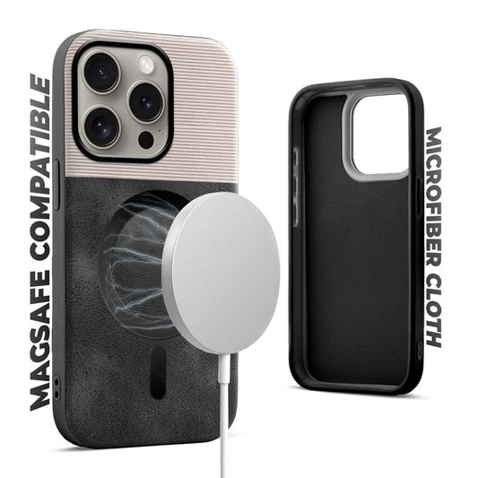 Smooth PU Leather MagSafe Back Cover for Apple iPhone 15 Pro Max