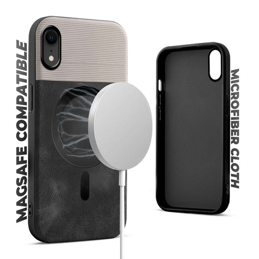 Smooth PU Leather Back Cover for Apple iPhone XR , MagSafe Support & Soft Fabric Inside