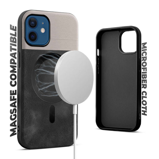Smooth PU Leather MagSafe Back Cover for Apple iPhone 12