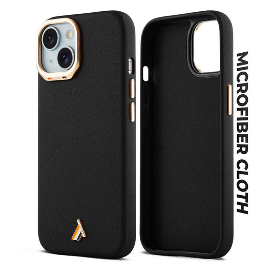 Exclusive Hard Back Case for Apple iPhone 15 with Leather Textured Finish, Matte finish Buttons and Soft Inner Fabric