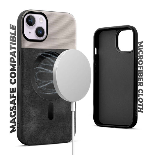 Smooth PU Leather MagSafe Back Cover for Apple iPhone 15 Plus