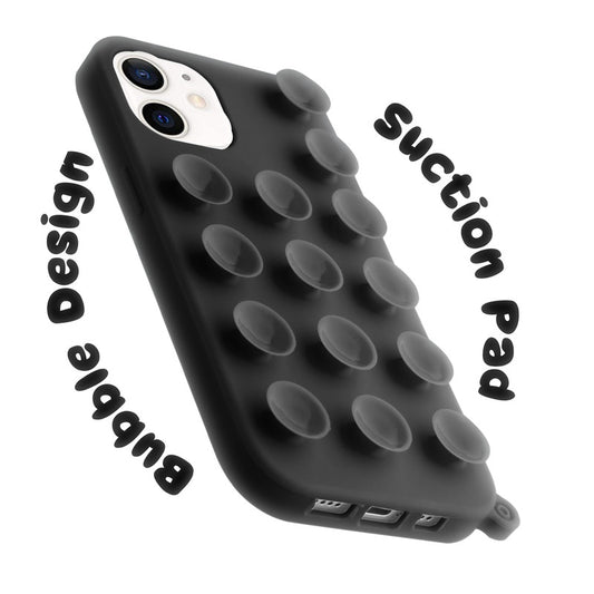 Glossy Colorful Liquid Silicone Comfort Grip Suction Case for Apple iPhone 12 with Soft Touch Matte Finish & Built in Suction Pads