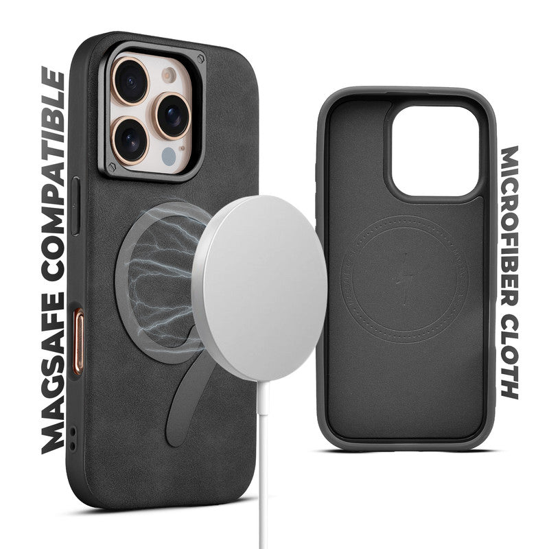 Prime Leather Wireless Charging Compatible Case for Apple iPhone 16 Pro