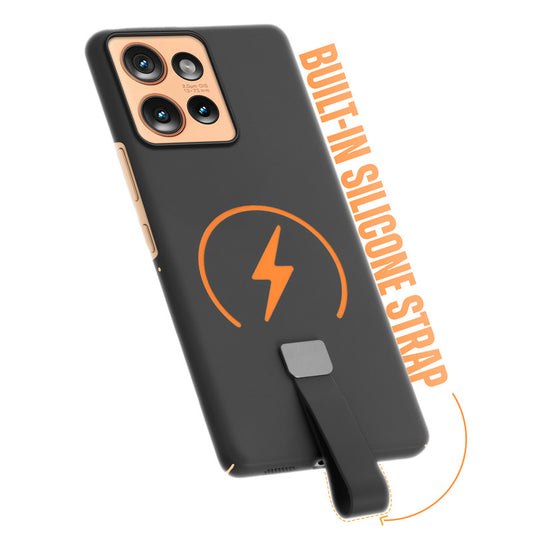 Compact and Stylish Silicon Finish Hard Cover For Motorola Moto Edge 50 5G with Integrated Grip Strap & MagSafe Charging Support