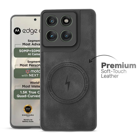 Refined PU Leather Case for Motorola Moto Edge 60 Pro 5G , with Support for MagSafe & Wireless Accessories