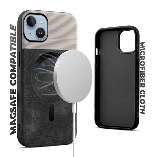 Smooth PU Leather MagSafe Back Cover for Apple iPhone 14