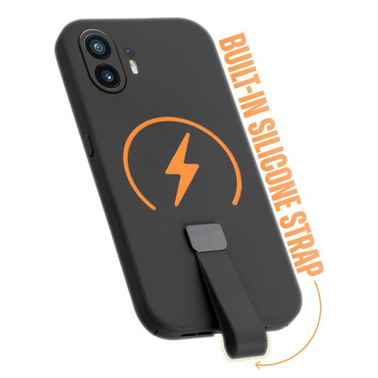 Compact and Stylish Silicon Finish Hard Cover For Nothing Phone 2 with Integrated Grip Strap & MagSafe Charging Support