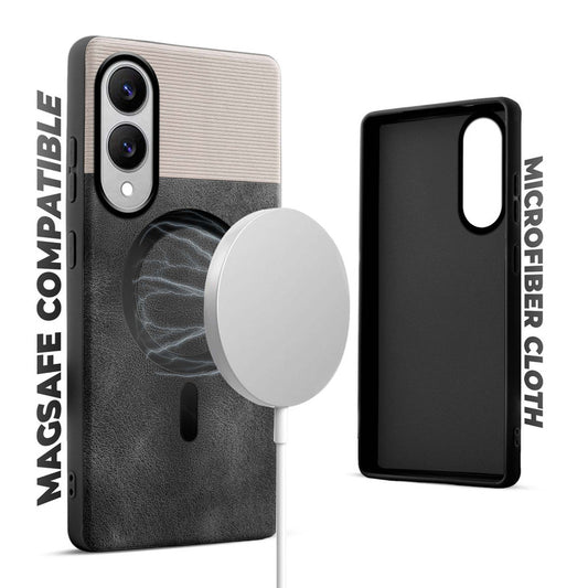 Smooth PU Leather Back Cover for Samsung S25 Edge 5G , MagSafe Support & Soft Fabric Inside