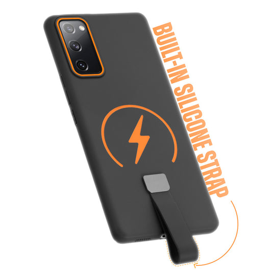 Compact and Stylish Silicon Finish Hard Cover For Samsung S20 FE 5G with Integrated Grip Strap & MagSafe Charging Support