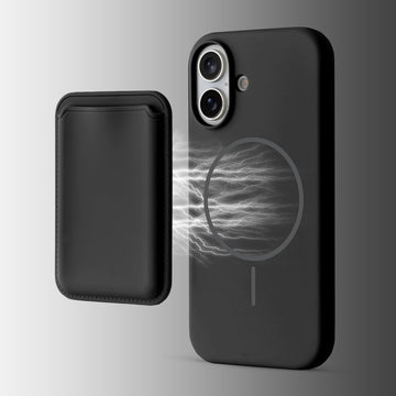 Silicon Magnetic Wireless Charging Back Case For Apple iPhone 16 with Detachable Card Holder