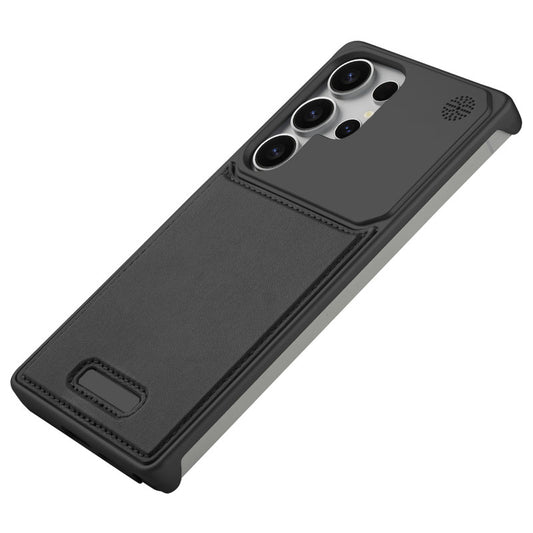 Elegant Designed Metallic Finish Leather Bracket Case For Samsung S25 Ultra 5G