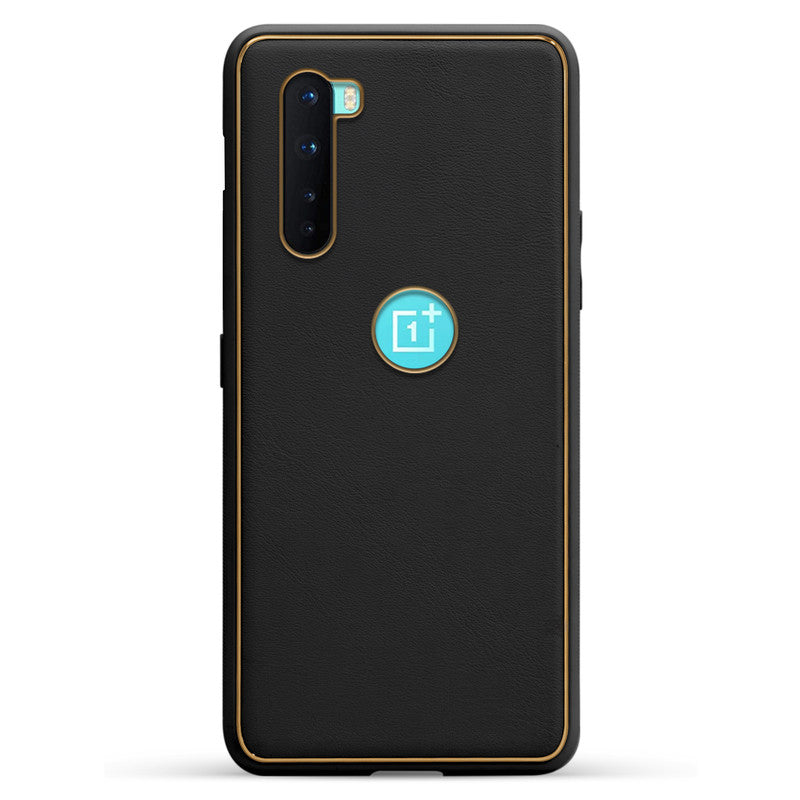 Electroplated Frame Leather Back Cover for OnePlus Nord 5G