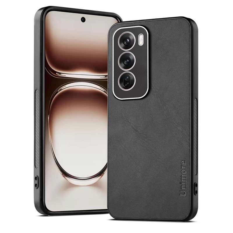 Unimore Leather Hard Case with Shiny Camera Protection For Oppo Reno 12 Pro 5G