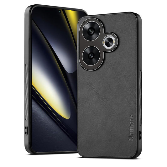 Unimore Leather Hard Case with Shiny Camera Protection For Poco F6 5G