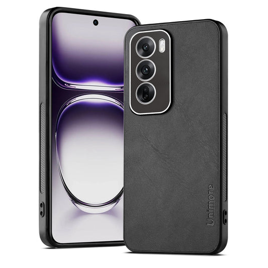 Unimore Leather Hard Case with Shiny Camera Protection For Oppo Reno 12 5G