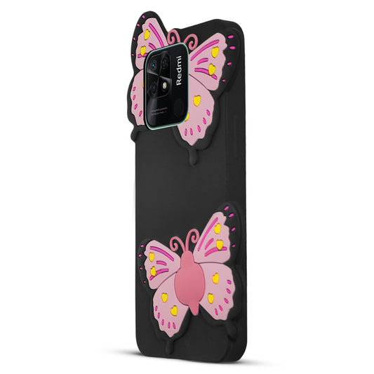 3D Vibrant Butterfly Silicone Phone Case For Redmi 10C