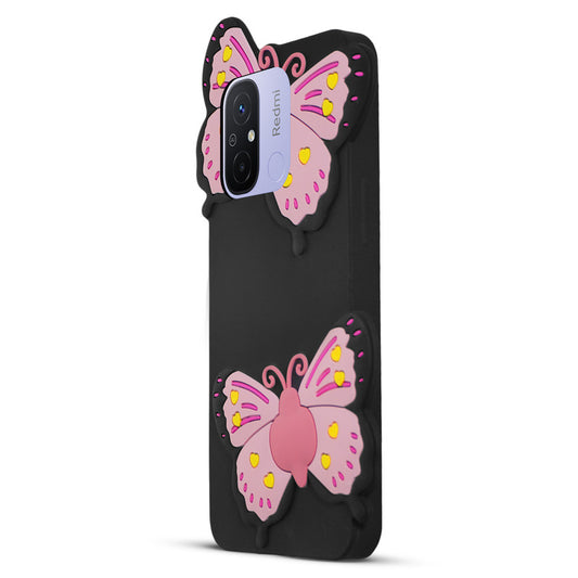 3D Vibrant Butterfly Silicone Phone Case For Redmi 12C