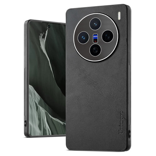 Unimore Leather Hard Case with Shiny Camera Protection For Vivo X200 5G
