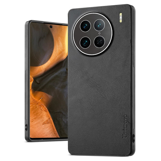 Unimore Leather Hard Case with Shiny Camera Protection For Vivo X90 Pro 5G