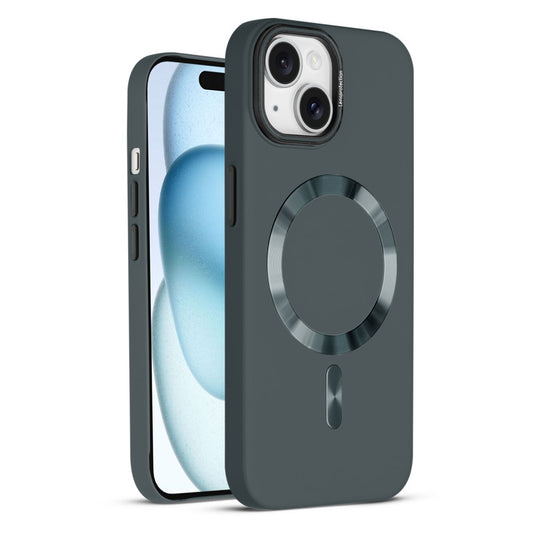 Smooth Silicone Finish Hard Back MagSafe Compatible Case for Apple iPhone 15 With Camera Protection