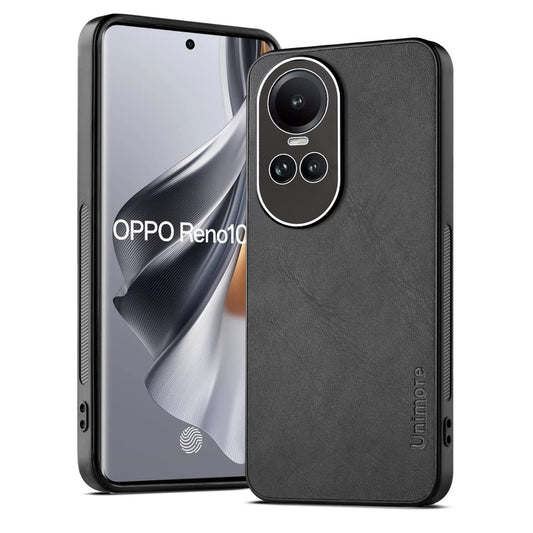 Unimore Leather Hard Case with Shiny Camera Protection For Oppo Reno 10 5G