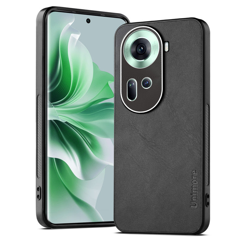 Unimore Leather Hard Case with Shiny Camera Protection For Oppo Reno 11 5G