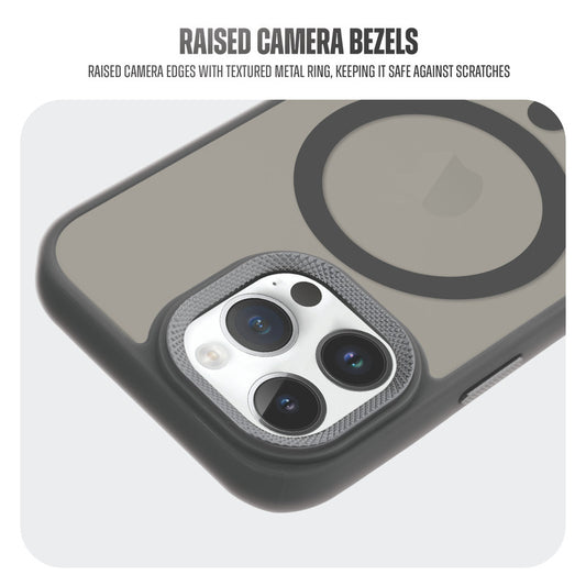 Textured Metal Ring Camera With Magsafe Compatible Smoky Back Case For Apple iPhone 14 Pro