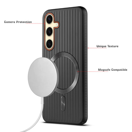 Titanium Grid Armor Hard Back Case For Samsung S25 5G, With Magsafe Compatible