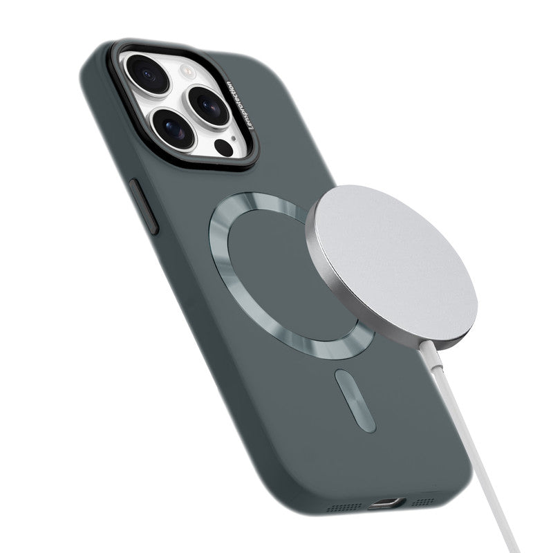 Smooth Silicone Finish Hard Back Wireless Charging Support Compatible Case for Apple iPhone 15 Pro With Camera Protection